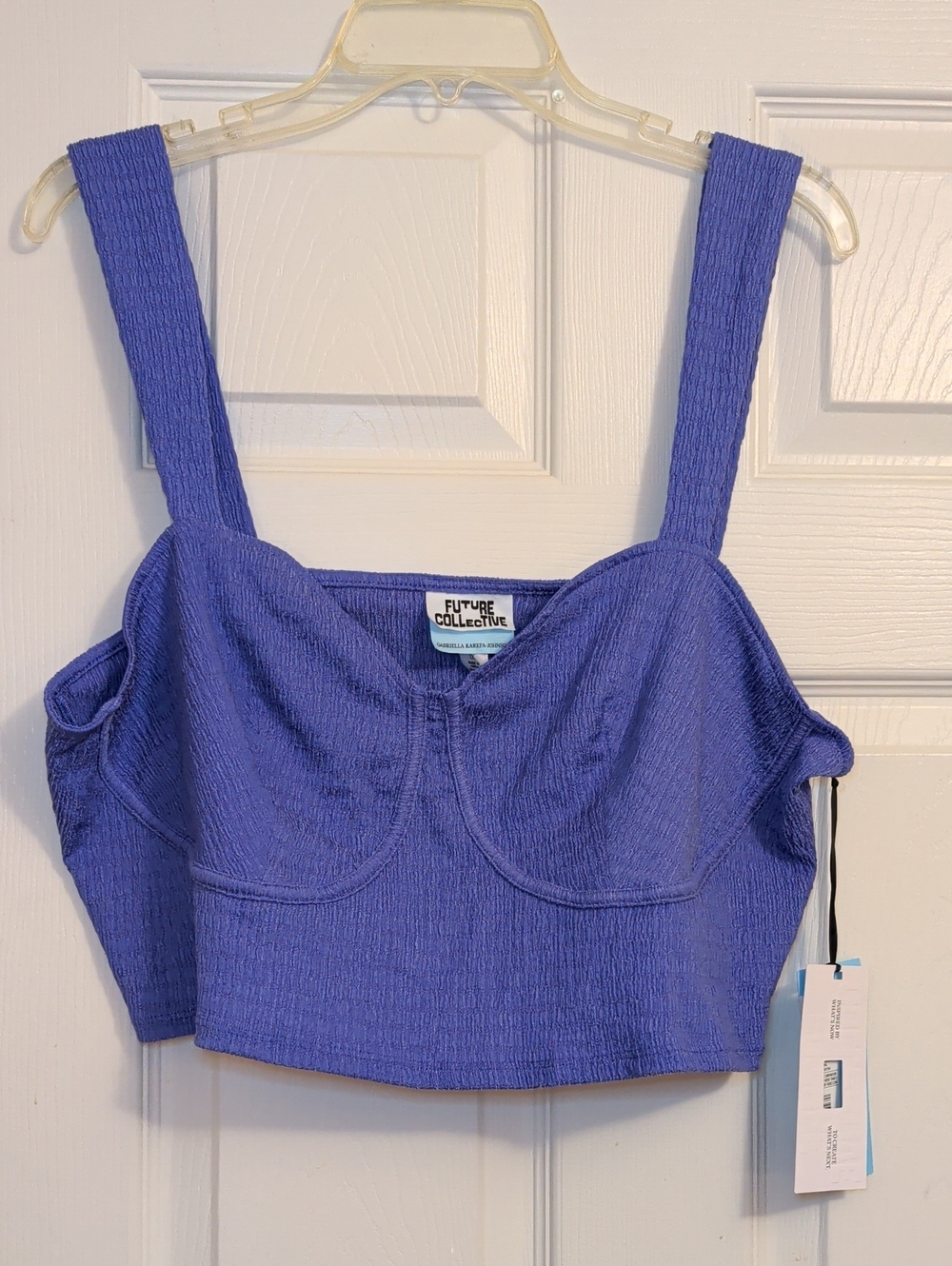 Future Collective Periwinkle Textured Bustier Crop Top